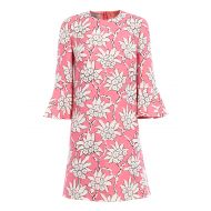Valentino Floral cady bell sleeve tunic dress