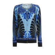 Versace Collection Blue baroque print silk cardigan
