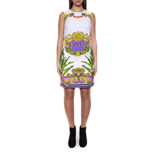  Versace Beverly Palm print cady dress