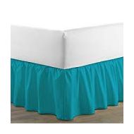 Luxuriousdeals Luxurious Egyptian Cotton 500 Thread Count 1 PC Dust Rufffled (Single Ruffle) Bed Skirt (Turquoise Blue, King, Drop Length 12 Inches)