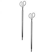 NUOBESTY 2pcs Fireplace Tongs Heavy Duty Fire Pit Wood Grabber Log Tweezers Extended Fire Pit Tools Tongs BBQ Charcoal Clamp Clips Trash Tong for Wood Stove Campfire Bonfire