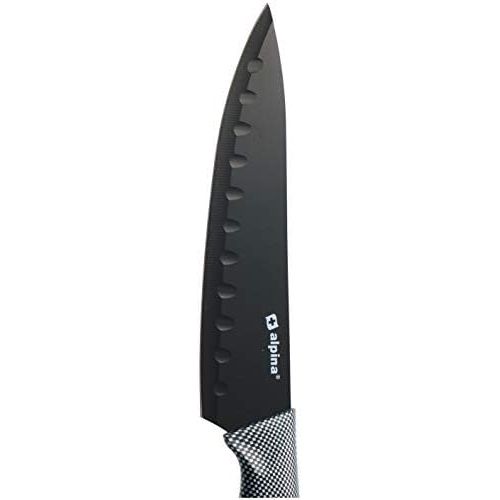  [아마존베스트]alpina 6-Piece Knife Set Bread, Meat, All-Purpose Peeler and Santoku Knives - Includes Peeler - Ideal for Professional Kitchen and Semi Professional Kitchen