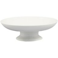 CAC China Porcelain Round Cake Coupe Plate with Stand, 8 by 2-3/4-Inch, Super White, Box of 8