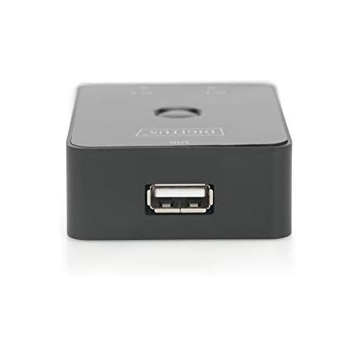  [아마존베스트]DIGITUS USB 2.0 sharing switch - 2 PCs - only 1 device - USB switch at the touch of a button - Win 10 / 8 / 7 - Mac OS - black