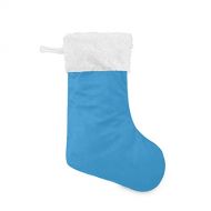 xigua 1 Pack Christmas Stocking, Plain Blue Solid Color Xmas Stockings Fireplace Decoration Hanging Ornament 17.7 Inch