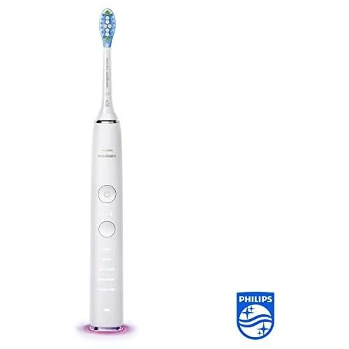 필립스 Philips Sonicare DiamondClean Smart Sonic Toothbrush HX9924/03 with 5 Cleaning Programs, 3 Intensities, Charging Glass, USB Travel Case & 4 Brush Heads Gentle Cleaning thanks to