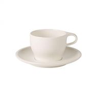 Coffee Passion Cafe Au Lait Cup & Saucer Set by Villeroy & Boch - Premium Porcelain - Made in Germany - Dishwasher and Microwave Safe - 12.75 Ounce Capacity