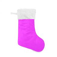 xigua 1 Pack Christmas Stocking, Plain Bright Neon Pink Solid Color Xmas Stockings Fireplace Decoration Hanging Ornament 17.7 Inch