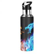 xigua Dragons Water Bottle with Straw Lid Vacuum Insulated Stainless Steel Thermo Flask for Sports Cycling Hiking School Home,20 oz.