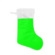 xigua 1 Pack Christmas Stocking, Plain Neon Green Solid Color Xmas Stockings Fireplace Decoration Hanging Ornament 17.7 Inch