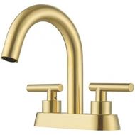 KES Brushed Gold Bathroom Faucet Modern 4 Inches Centerset Vanity Faucet Brass Construction Brushed Brass Finish, L4117LF-BZ