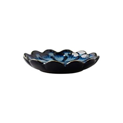  [아마존베스트]Amosfun 3pcs Ceramic Seasoning Sauce Dishes Sunflower Shaped Food Dipping Plates Vintage Tableware (Denim Blue)