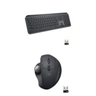 Logitech MX Ergo Wireless Trackball Mouse - Black & MX Keys Advanced Wireless Illuminated Keyboard - Graphite