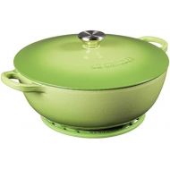 Le Creuset Enameled Cast Iron Curved Round Chefs Oven with Silicone French Trivet, 4.5 qt., Palm