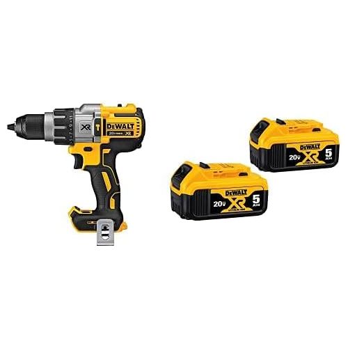  DEWALT DCD996B Bare Tool 20V MAX XR Lithium Ion Brushless 3-Speed Hammer Drill and 20V MAX XR 5.0Ah Lithium Ion Battery, 2-Pack