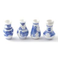 Melody Jane Dolls Houses Melody Jane Dollhouse 4 Delft Vases Decorative Miniature Ornament Accessory