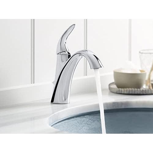  KOHLER Alteo K-45800-4-BN Single Handle Single Hole or Centerset Bathroom Faucet with Metal Drain Assembly in Brushed Nickel