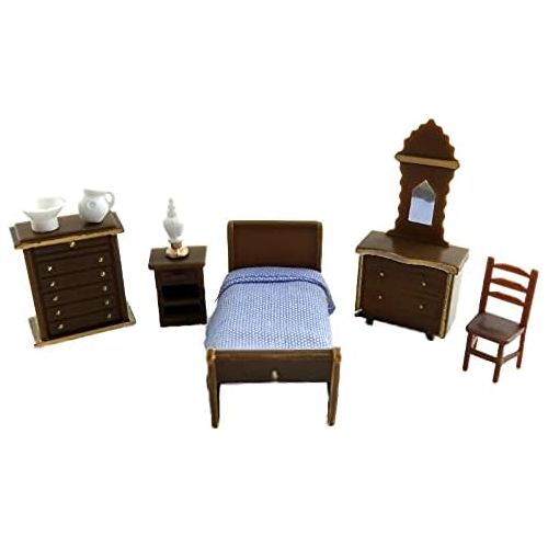  AZTEC IMPORTS Dollhouse Minaiture 1:48 Scale Plastic Bedroom Furniture Set Suite