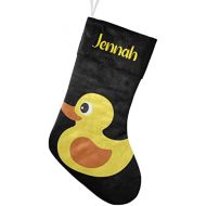 Eiis Yellow Cool Rubber Duck Personalized Christmas Stockings Holders Fireplace Hanging Family Xmas Decoration Holiday Season Party