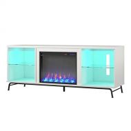 Pemberly Row Modern Fireplace TV Stand for TVs up to 70 in White