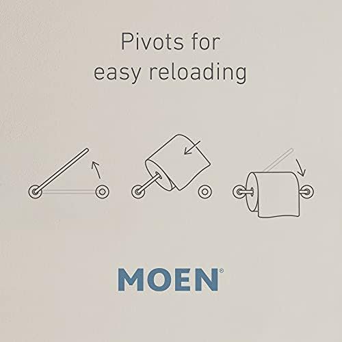  Moen YB5208BN Wynford Double Post Pivoting Toilet Paper Holder, Brushed Nickel