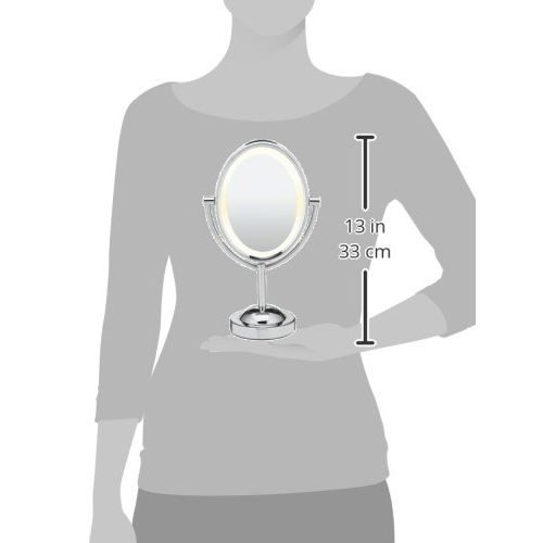  Conair Reflections Double-Sided Lighted Vanity Makeup Mirror, 1x/7x magnification, Polished Chrome