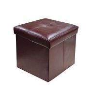 CC EFIND Folding Storage Chest Ottoman, Footstool Portable Bench Chest, Collapsible Pouffe Blanket Picnic Seat, Corner Cube Seat Versatile Space-Saving Cubes Foldable Box Chest PU