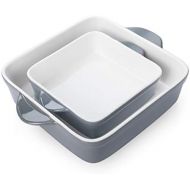 [아마존베스트]Sweese 514.213 Porcelain Baking DishSet of 2, Square Lasagna Pans, 8 x 8 inch & 6 x 6 inch Non-stick Brownie Pan with Double Handle - Grey