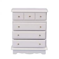 AZTEC IMPORTS Dollhouse White Chest of Drawers Miniature 1:12 Wooden Bedroom Furniture
