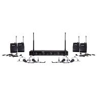 Gemini UHF-04HL 4 Channel Wireless Microphone System with 4 Portable Headset Lavaliers