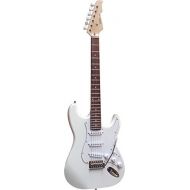 [아마존베스트]MSA Electric Guitar White - Electric Guitar with Solid Wood Body - Vision Sound - White Pickup + Cable - ST5W