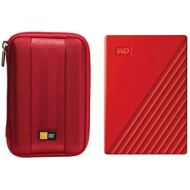 Western Digital WD 4TB My Passport USB 3.2 Gen 1 Slim Portable External Hard Drive (2019, Red) + Compact Hard Drive Case (Red) (4TB, Red)