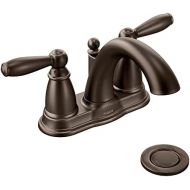 Moen 6610ORB Brantford Two-Handle Low Arc Bathroom Faucet with Drain Assembly, Oil Rubbed Bronze