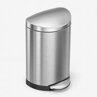 simplehuman 6 Liter / 1.6 Gallon Semi-Round Bathroom Step Trash Can, Brushed Stainless Steel