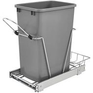Rev-A-Shelf RV-12KD-17C S Single 35-Quart Sliding Pull Out Kitchen Cabinet Waste Bin Container, Gray