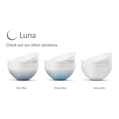  [아마존베스트]Luna 4PC 6.75, 32 ounces Glacial Porcelain Bowls | Microwave safe bowl l Cereal bowls | Pasta bowl | Large soup bowl | ceramic bowl | Kitchen bowls | salad bowl set