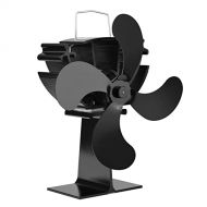 Generic Fireplace Fan Heat Powered Stove Fan, 4 Blade Fireplace Fan, Heat Powered Stove Fan for Wood Burner/Burning/Log Burner Stove, Eco Friendly Stove Fan (Black)