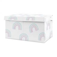 [아마존베스트]Sweet Jojo Designs Pastel Rainbow Girl Small Fabric Toy Bin Storage Box Chest for Baby Nursery or Kids Room - Blush Pink, Purple, Teal, Blue and White