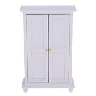 DYNWAVE 1/12 White Armoire 3-Layers Closet Wooden Furniture Kit for Doll House Bedroom Living Room Decoration