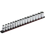ARES 70203-1/2-Inch Drive Red Aluminum Socket Organizer - Store up to 16 Sockets and Keep Your Tool Box Organized - Sockets Will Not Fall Off this Rail