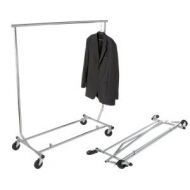 Classic Store Fixtures True Supreme Commercial Grade Heavy Duty Collapsible Clothing Garment Salesmans Retail Dispaly Rack, Chrome
