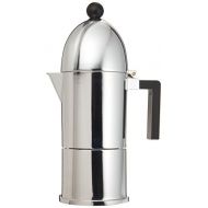 Alessi A9095/6 B La Cupola 6-Cup Silver Aluminum Espresso Maker With Black Handle