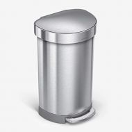 simplehuman 45 Liter/ 12 Gallon Semi-Round Step, Brushed Stainless Steel Hands-Free Trash Can, 45 L (12 Gal)