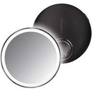 simplehuman Sensor Mirror Compact 4 Round, 3X Magnification,Black Stainless Steel