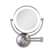 Zadro Cordless Dual LED Lighted Round Wall Mount Mirror with 1X & 5X magnification and 5 minute Auto...