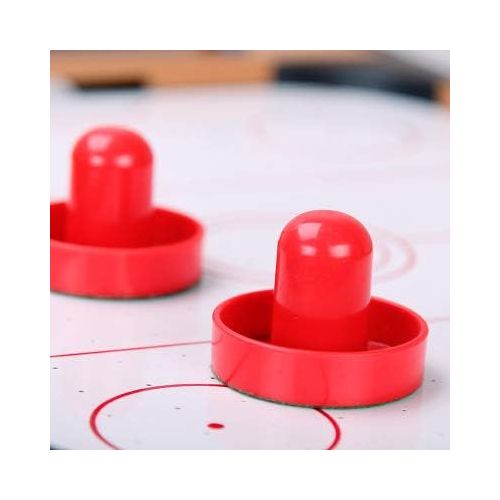  MUZOCT Great Goal Handles Pushers Replacement Accessories for Game Tables - 2 Red Air Hockey Pushers and 4 Red Pucks for Children