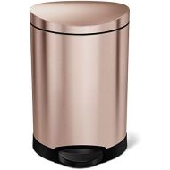 simplehuman 6 Liter / 1.6 Gallon Semi-Round Bathroom Step Trash Can, Rose Gold Stainless Steel
