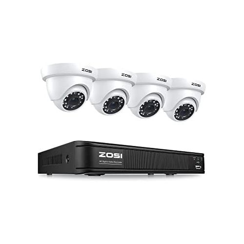  [아마존베스트]ZOSI 1080P H.265+ Home Security Camera System,5MP Lite 8 Channel Surveillance DVR and 4 x 1080p Weatherproof CCTV Dome Camera Outdoor Indoor with 80ft Night Vision, Remote Access (