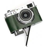 TP Original Handmade Genuine Real Leather Half Camera Case Bag Cover for FUJIFILM X100V Green Color