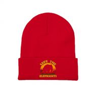 GERCASE Save The Elephants Red Beanie Adults Unisex Men Womens Kids Cuffed Plain Skull Knit Hat Cap